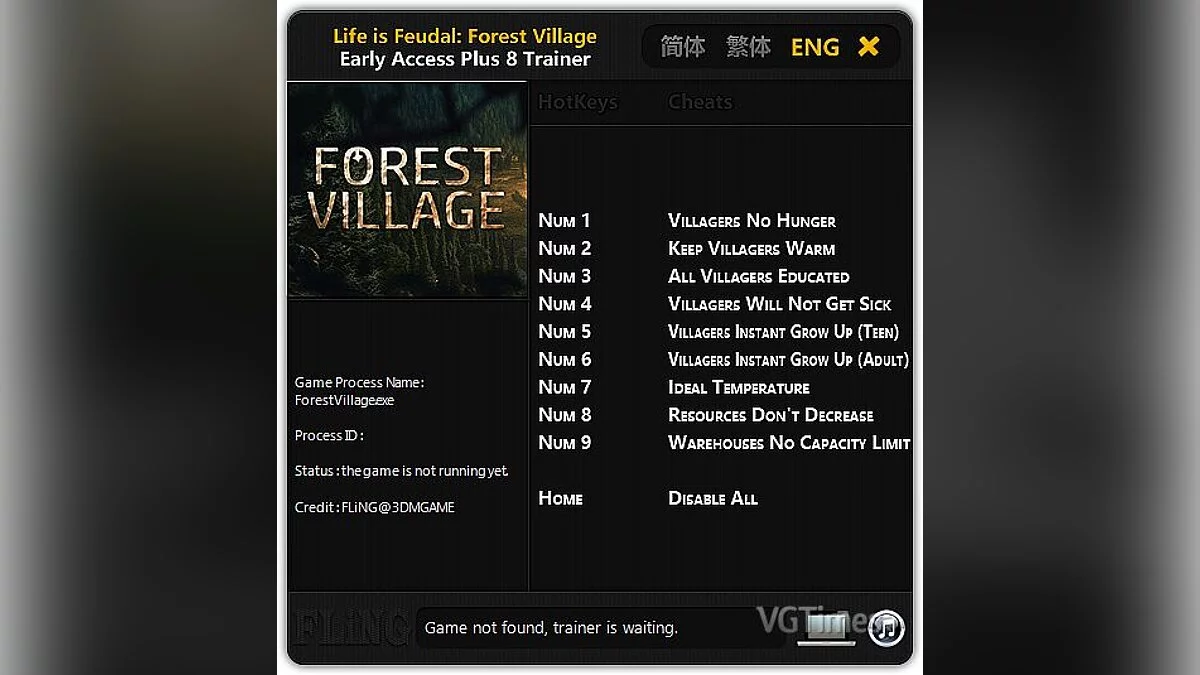 Life is Feudal: Forest Village — Trainer (+8) [Update: 03/12/17] [FLiNG]