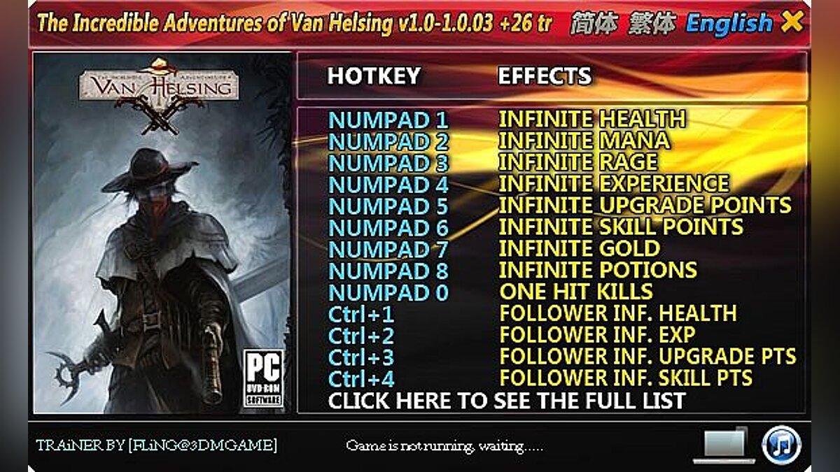 Incredible Adventures of Van Helsing — Trainer (+26) [1.0 ~ 1.1.00B: 32 / 64 Bit] [FLiNG]