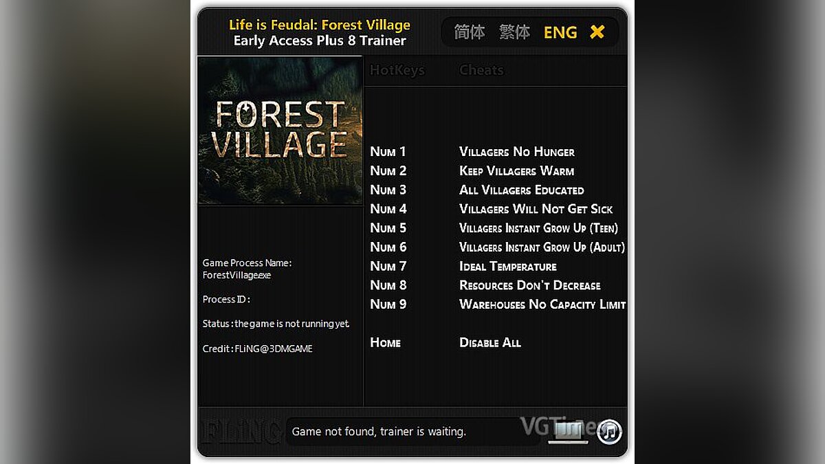 Life is Feudal: Forest Village — Trainer (+8) [Update: 03/07/17] [FLiNG]