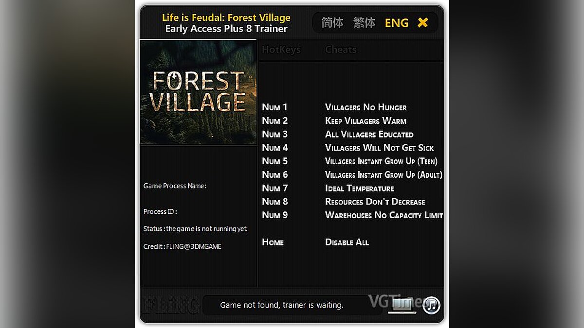 Life is Feudal: Forest Village — Trainer (+8) [Update: 11/18/2016] [FLiNG]