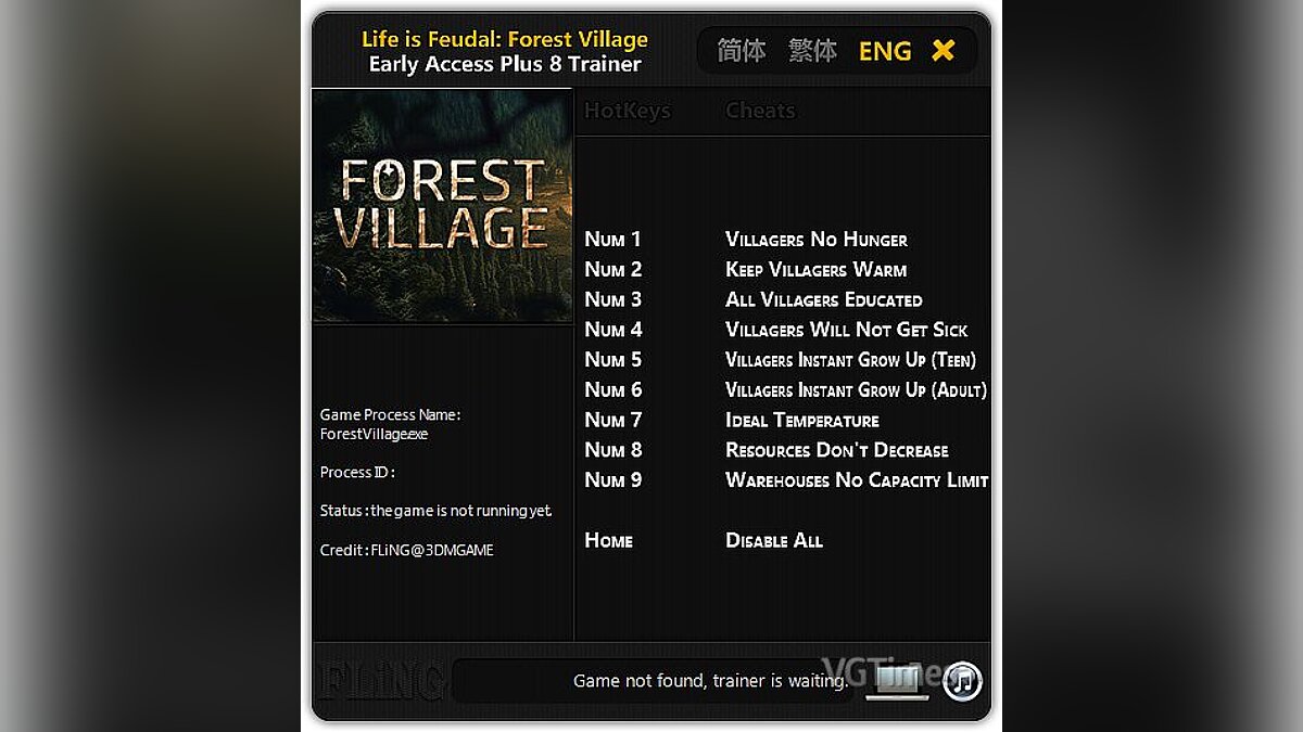 Life is Feudal: Forest Village — Trainer (+8) [Update: 09.14.16] [FLiNG]