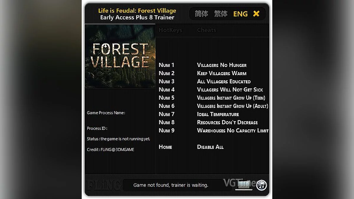 Life is Feudal: Forest Village — Trainer (+8) [Update: 10/21/16] [FLiNG]