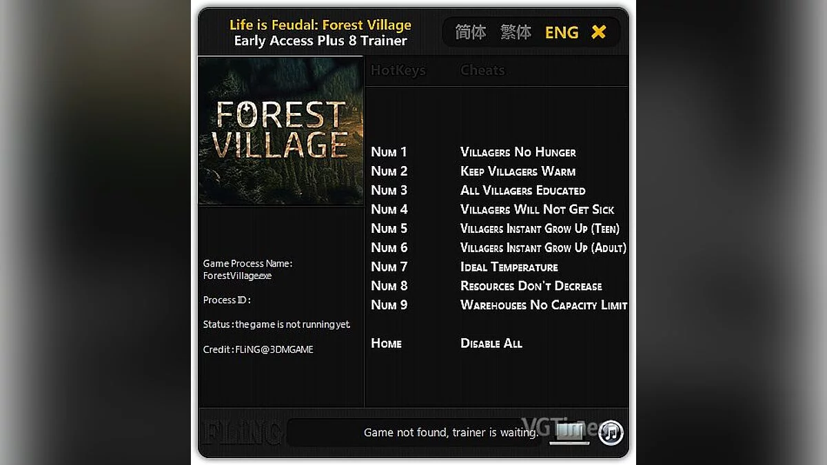 Life is Feudal: Forest Village — Trainer (+8) [Update: 09/23/16] [FLiNG]