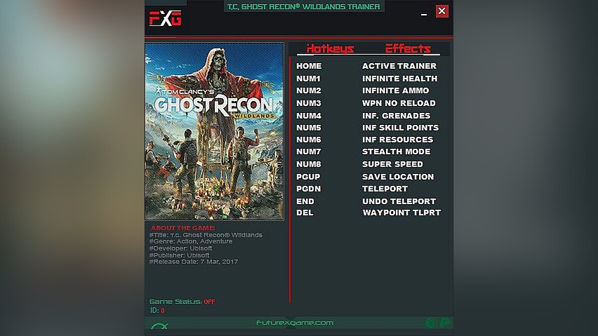 Tom Clancy&#039;s Ghost Recon: Wildlands — Trainer (+10) [UPD: 07/27/2017] [FutureX]