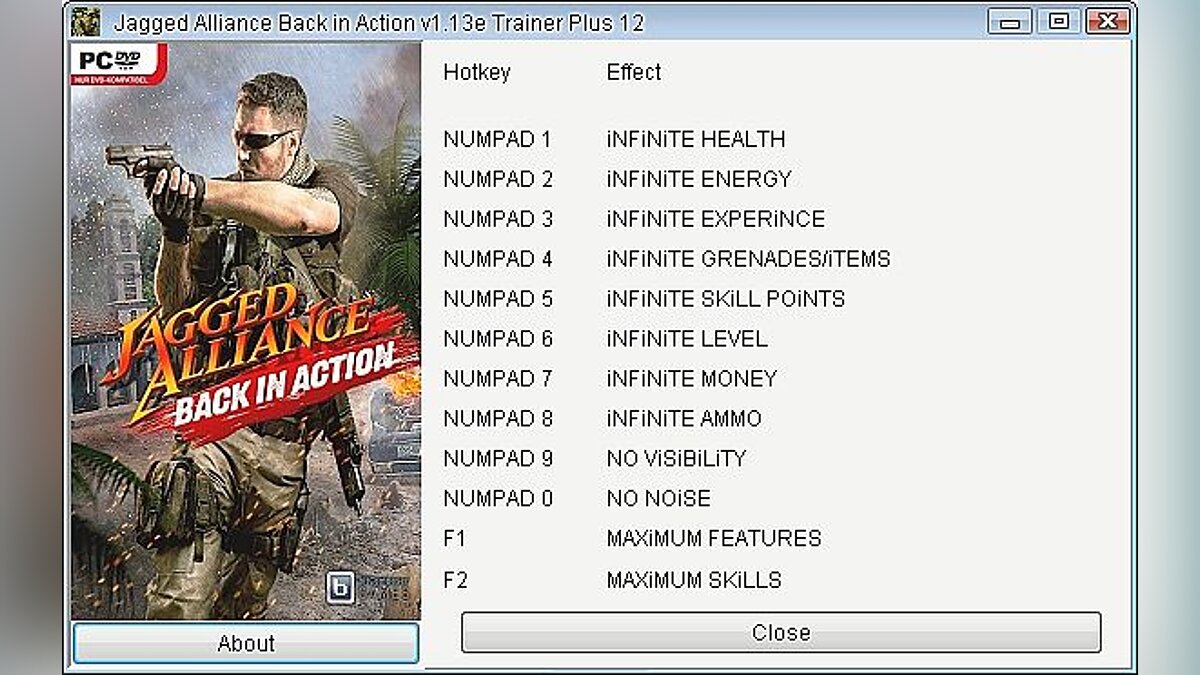 Jagged Alliance: Back in Action — Trainer (+12) [1.13e] [GRIZZLY]