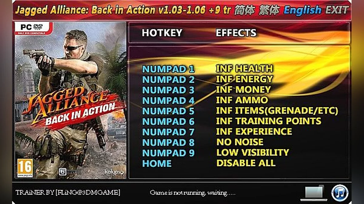 Jagged Alliance: Back in Action — Trainer (+9) [1.03 - 1.06] [FLiNG]