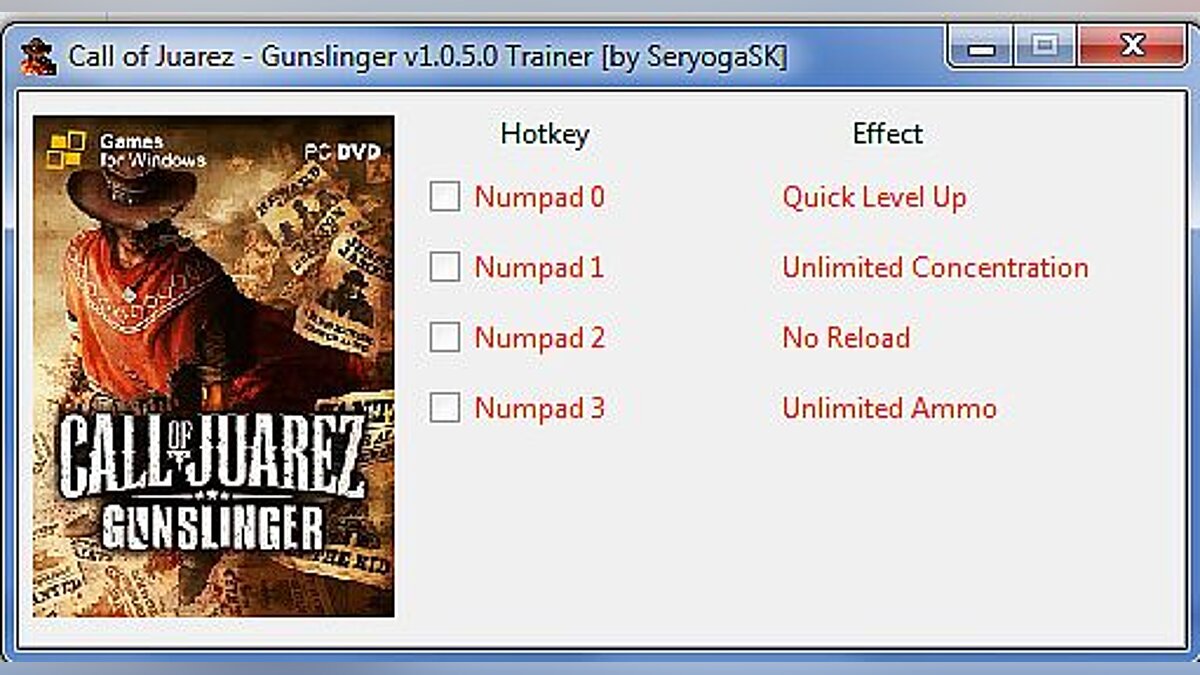 Call of Juarez: Gunslinger — Trainer (+4) [1.0.5.0] [SeryogaSK]