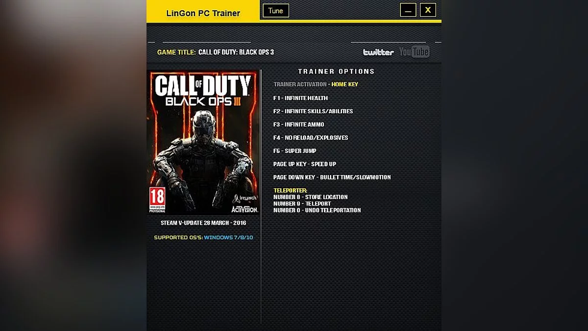 Call of Duty: Black Ops 3 — Trainer (+9) [Update 28 March 2016] [LinGon]