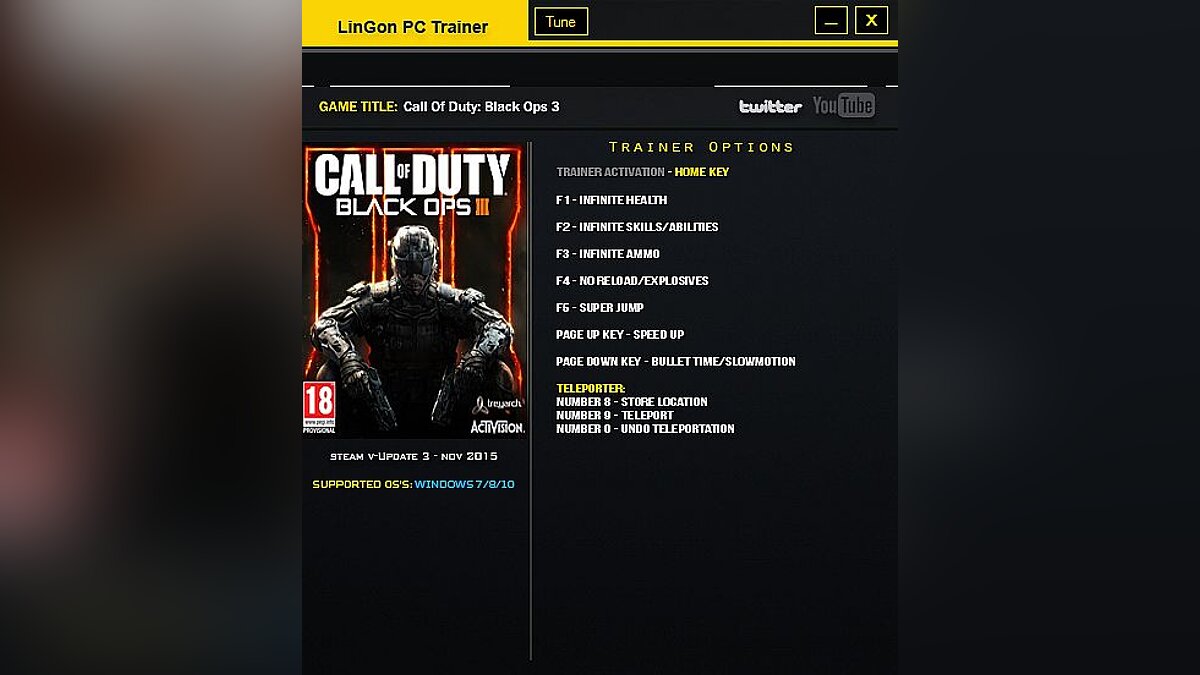 Call of Duty: Black Ops 3 — Trainer (+9) [Update 3] [LinGon]