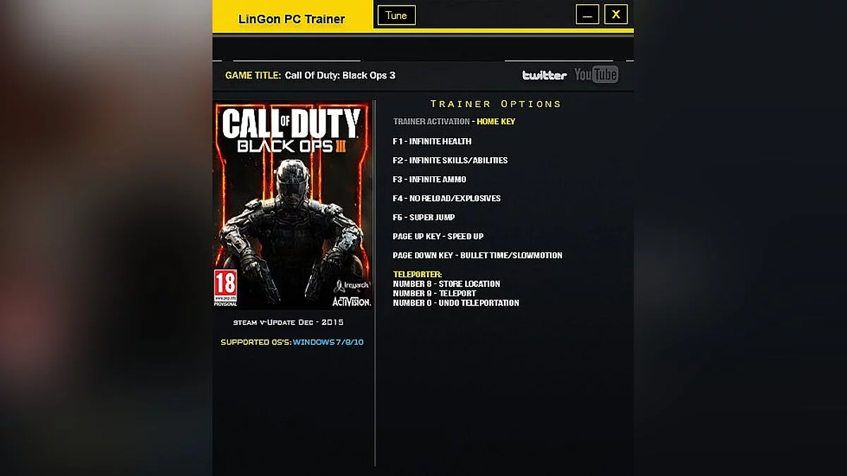 Call of Duty: Black Ops 3 — Trainer (+9) [Update Dec] [LinGon]