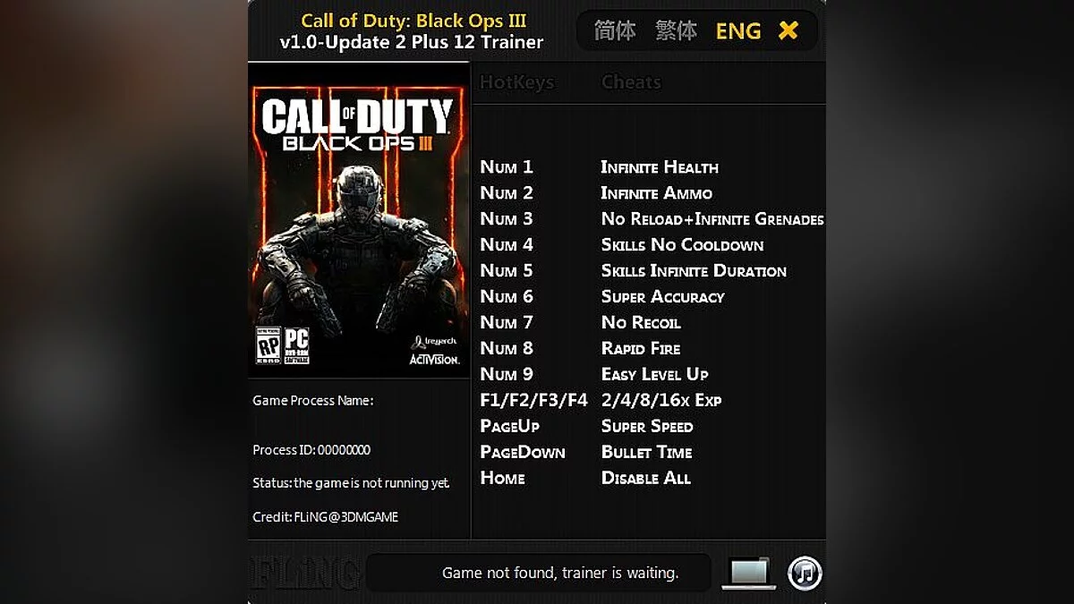 Call of Duty: Black Ops 3 — Trainer (+12) [1.0 - Update 2] [FLiNG]