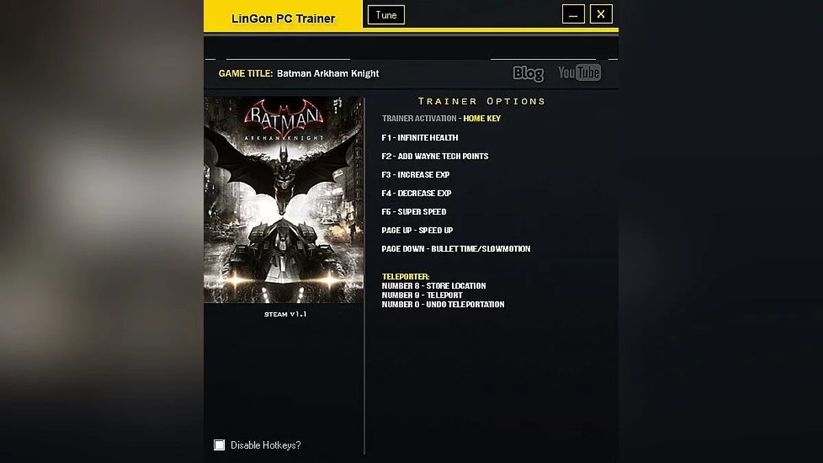 Batman: Arkham Knight — Trainer (+10) [1.1] [LinGon]