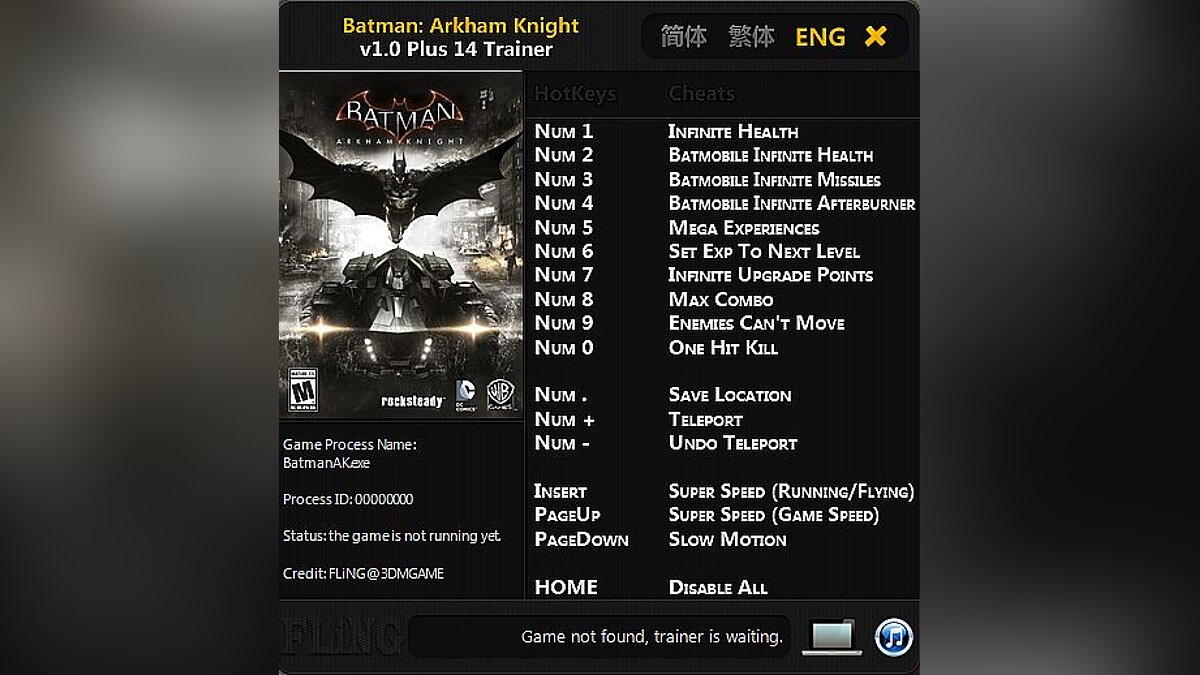 Batman: Arkham Knight — Trainer (+14) [1.0] [FLiNG]