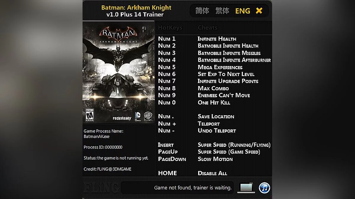 Batman: Arkham Knight — Entrenador / entrenador (+14) [1.0] [Fling]