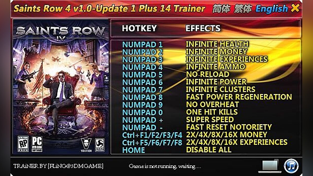 Saints Row 4 — Trainer (+14) [1.0 & Update 1: Fixed Version] [FLiNG]