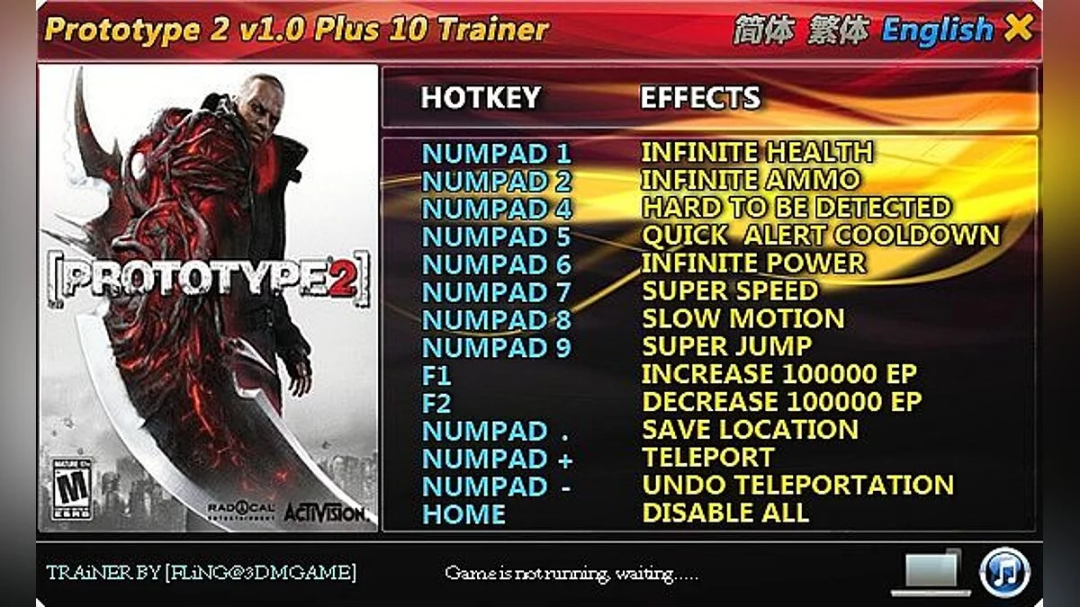 Prototype 2 — Trainer (+10) [1.0] [FLiNG]