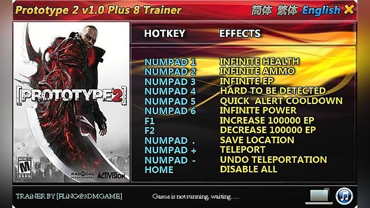 Prototype 2 — Trainer (+8) [1.0] [FLiNG]