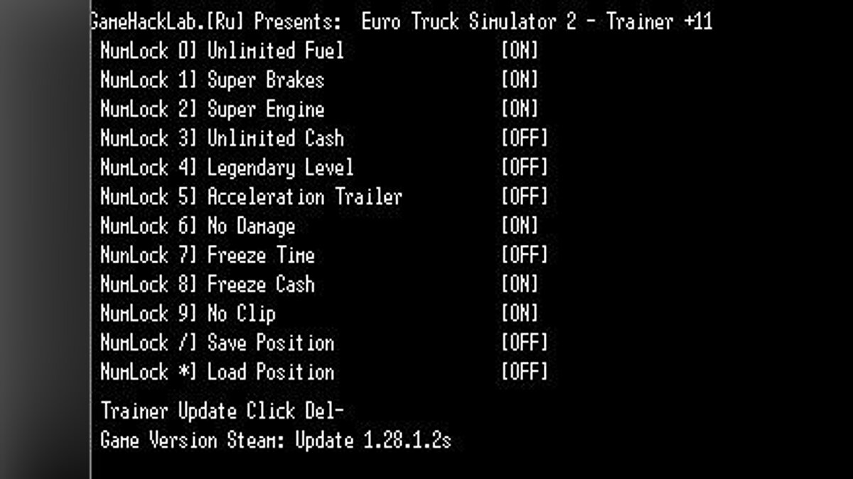 Euro Truck Simulator 2 — Trainer (+11) [1.28.1.2s x64] [LIRW/GHL]