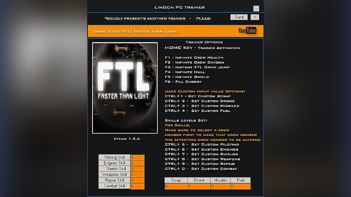 FTL: Faster Than Light — Trainer (+16) [1.5.4] [LinGon]