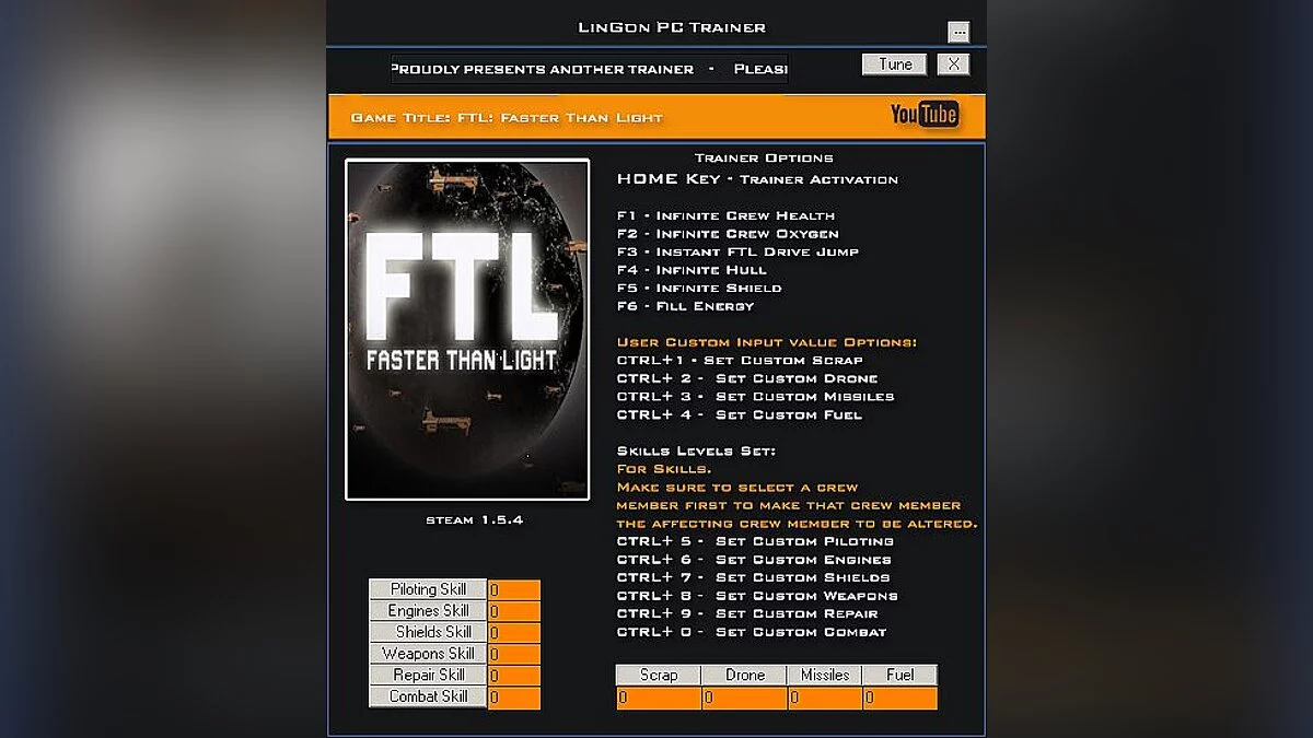 FTL: Faster Than Light — Trainer (+16) [1.5.4] [LinGon]