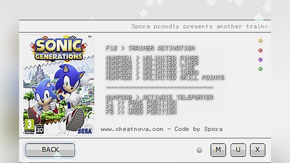 Sonic Generations — Trainer (+6) [1.0r4] [CheatNova/Spora]