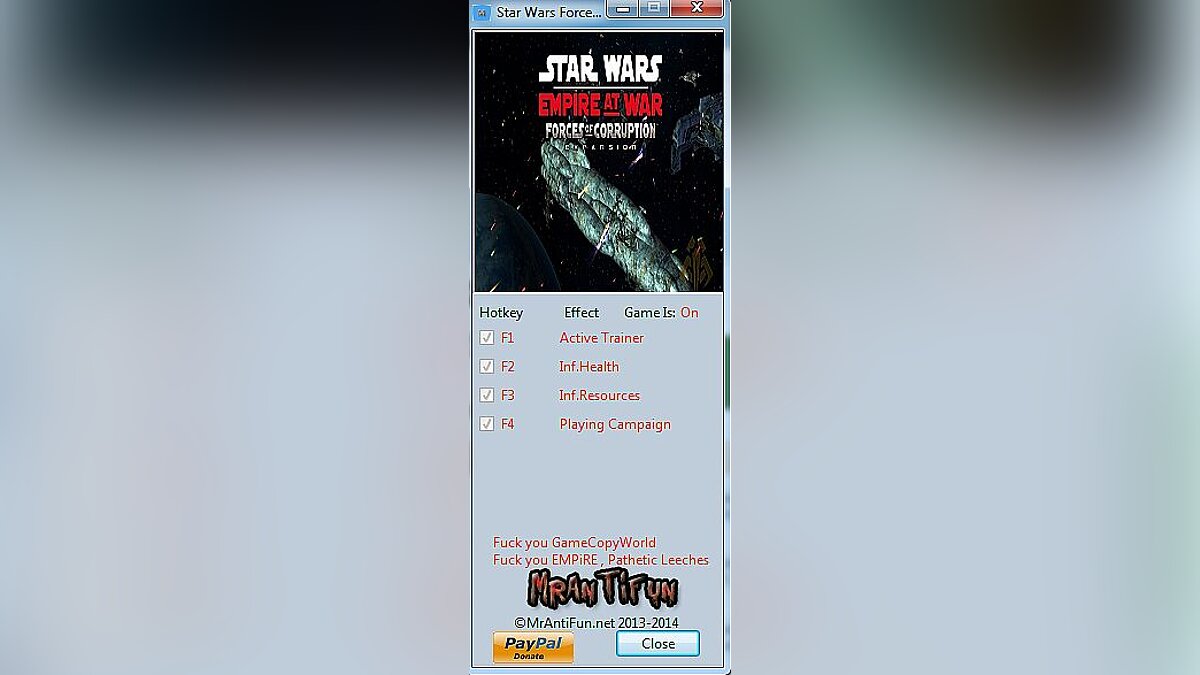 Star Wars: Empire at War — Trainer (+2) [1.01.58] [MrAntiFun]