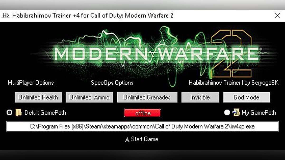 Call of Duty: Modern Warfare 2 (2009) — Trainer (+4) [Latest Steam] [SeryogaSK]