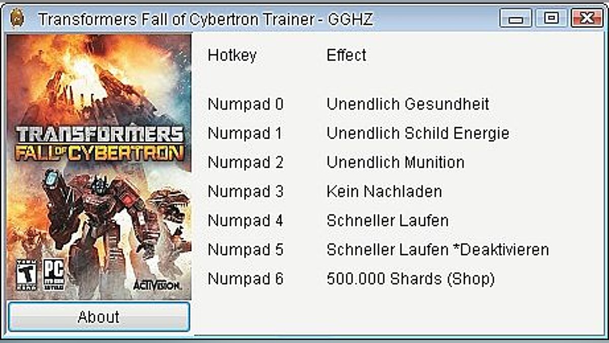 Transformers: Fall of Cybertron — Trainer (+6) [1.0] [Chris / GGHZ]