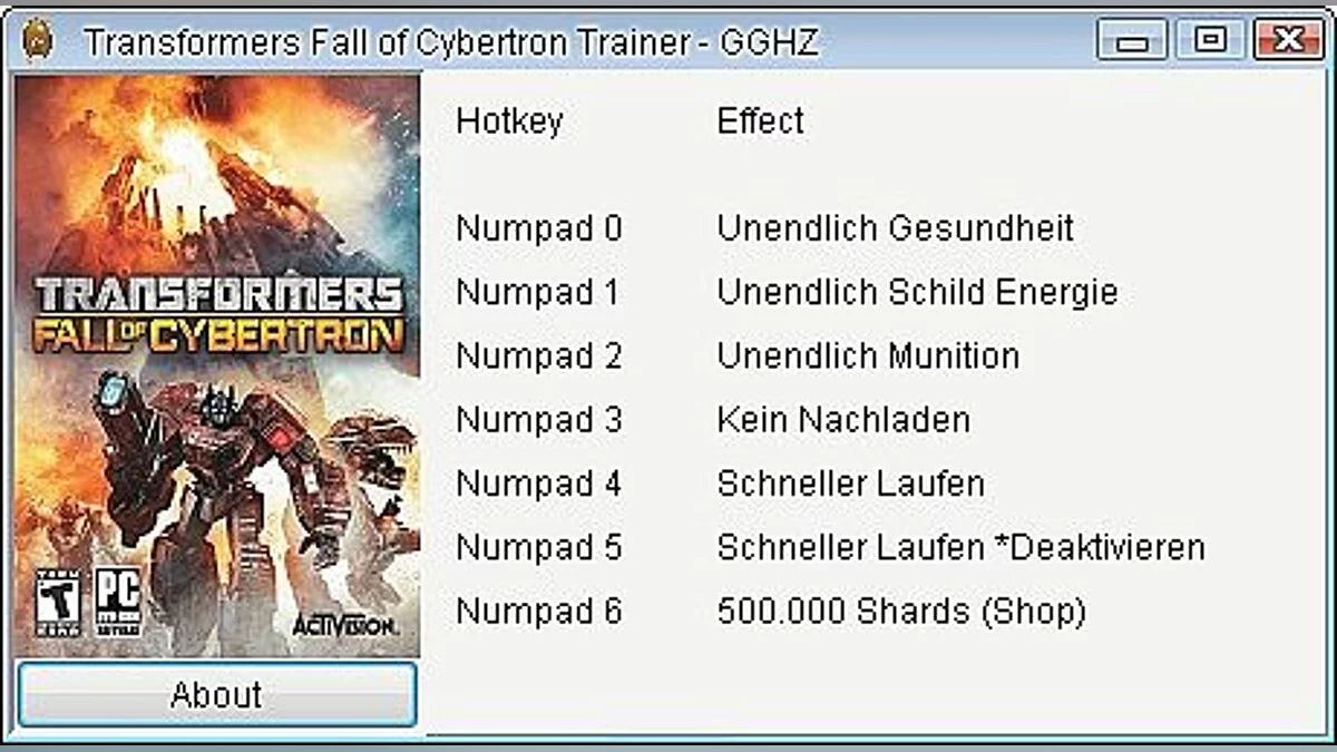 Transformers: Fall of Cybertron — Trainer (+6) [1.0] [Chris / GGHZ]