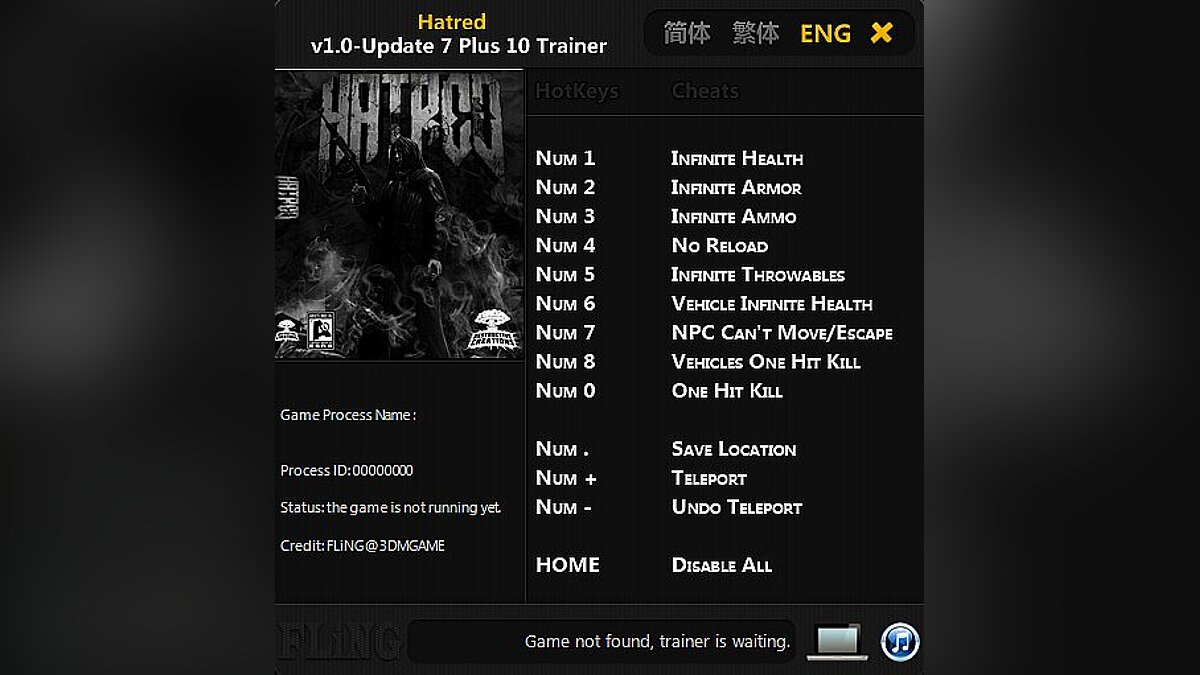 Hatred — Trainer (+8) [July-2-2015 P6 (update 9) ] [64 Bit] [Baracuda]