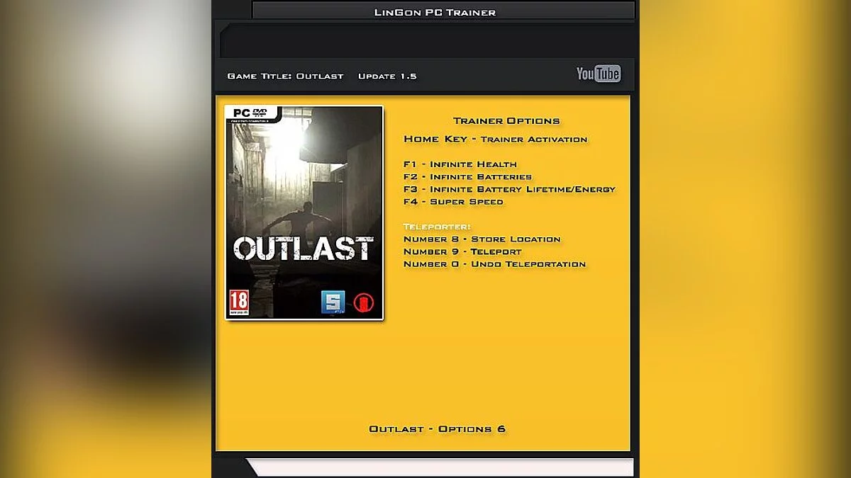 Outlast — Trainer (+6) [1.5: Fixed Version] [LinGon]