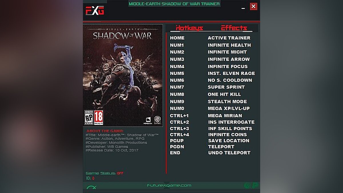 Middle-earth: Shadow of War — Trainer (+15) [1.0] [FutureX]