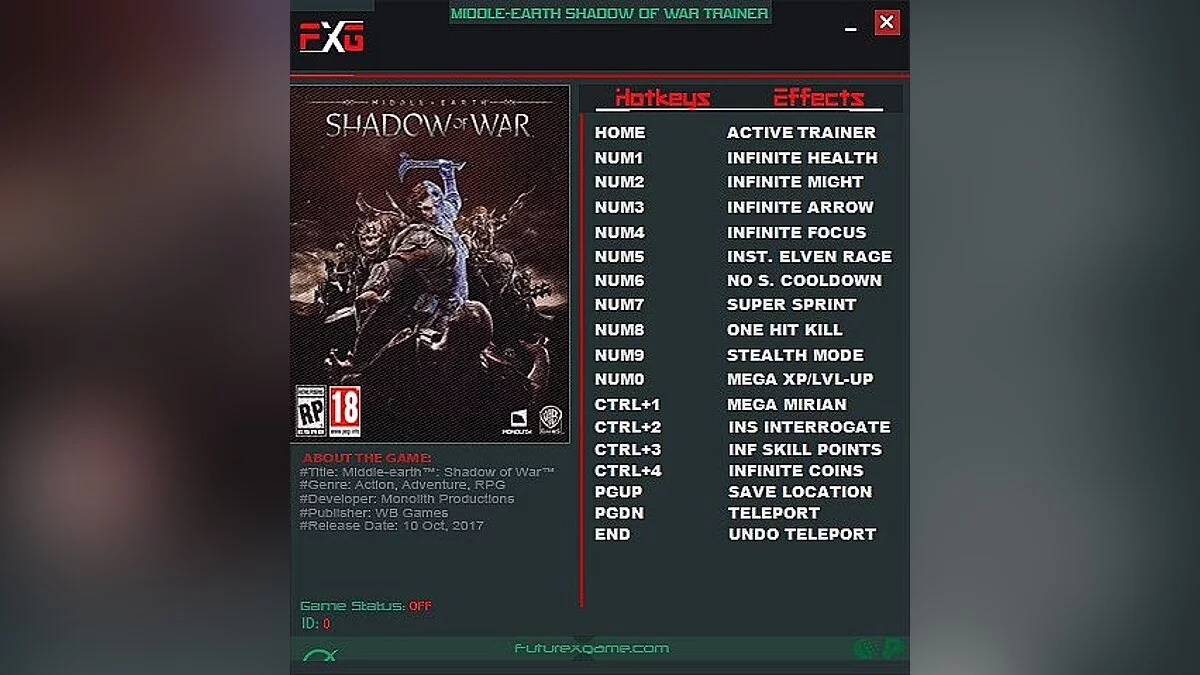 Middle-earth: Shadow of War — Trainer (+15) [1.0] [FutureX]