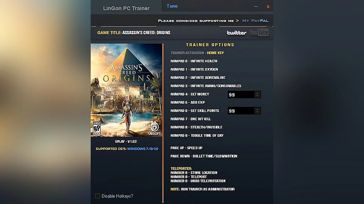 Assassin&#039;s Creed: Origins — Trainer (+13) [1.02] [LinGon]