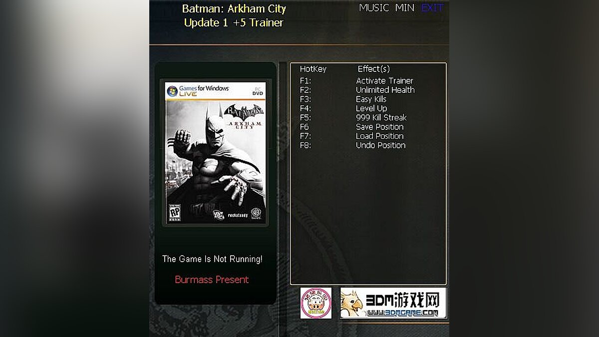 Batman: Arkham City — Trainer (+5) [Update 1: DX9 / DX11 - Fixed] [testhawk]