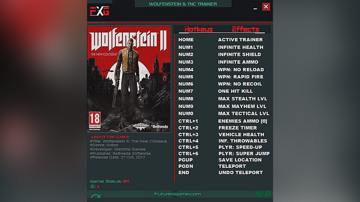 Wolfenstein II: The New Colossus — Trainer (+17) [1.0 - Update 1] [FutureX]