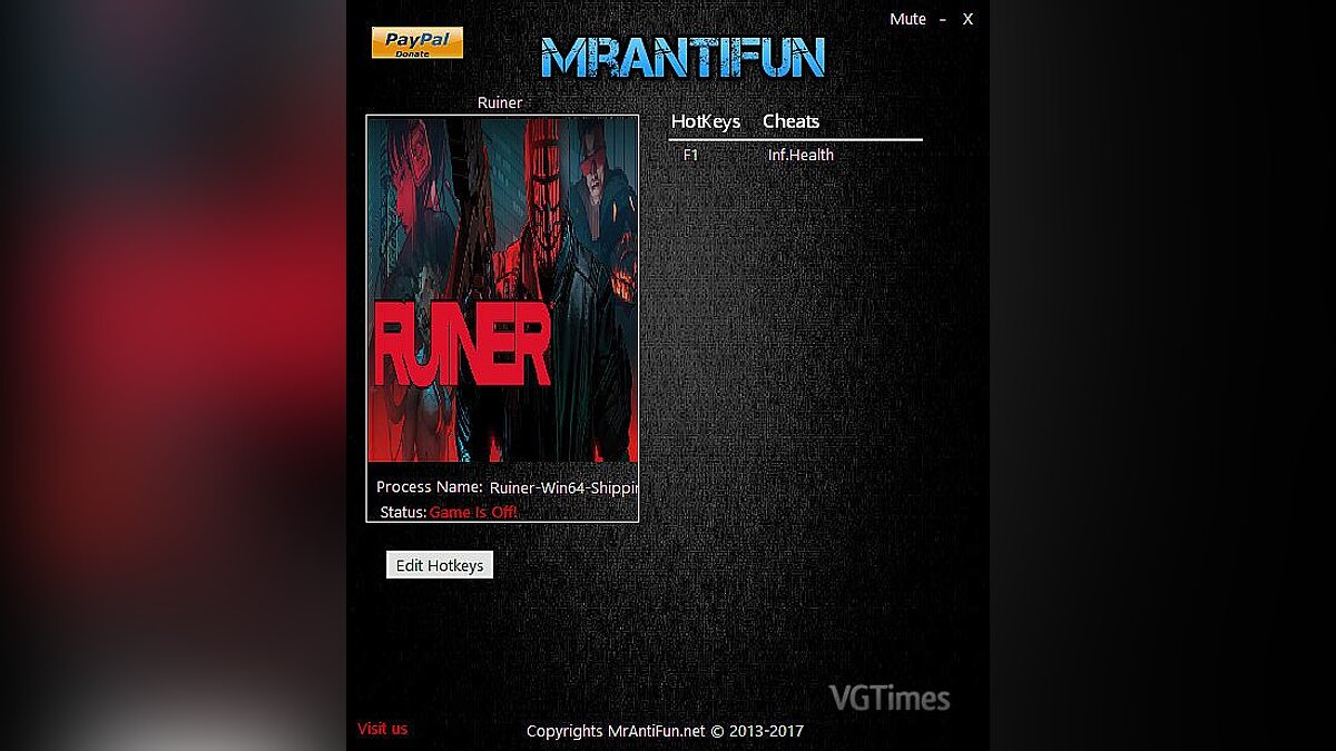 RUINER — Trainer (+1: Immortality) [UPD: 11/04/2017] [MrAntiFun]