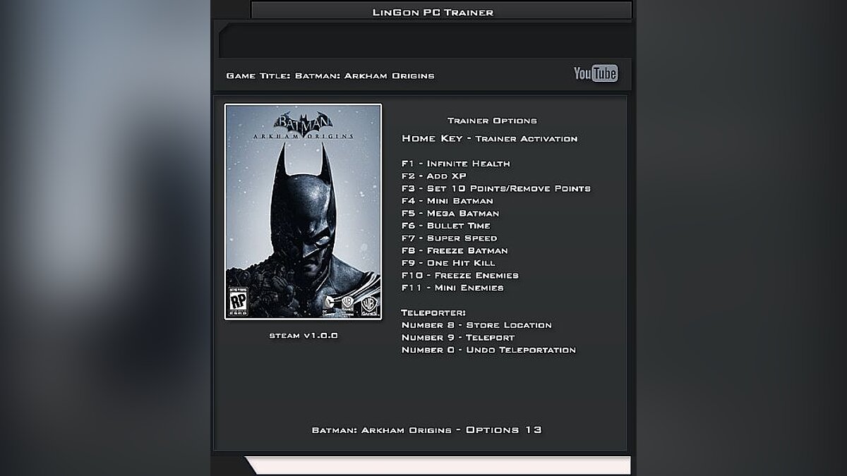 Batman: Arkham Origins — Trainer (+13) [1.0] [LinGon]