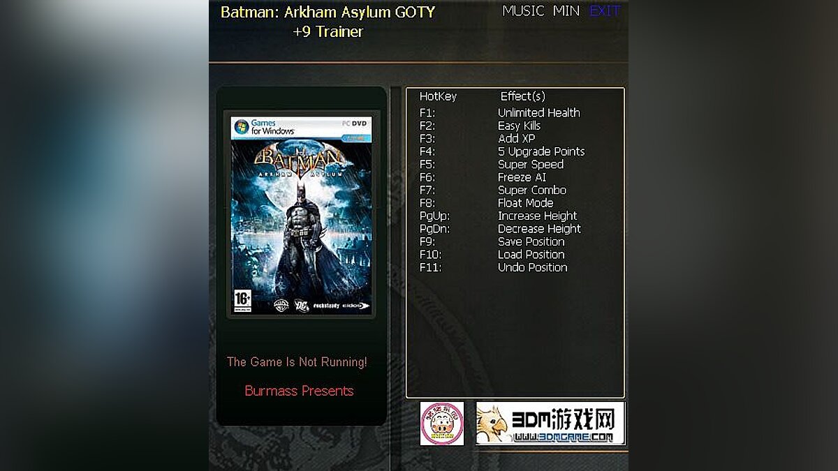 Batman: Arkham Asylum — Trainer (+9) [1.0] [testhawk]