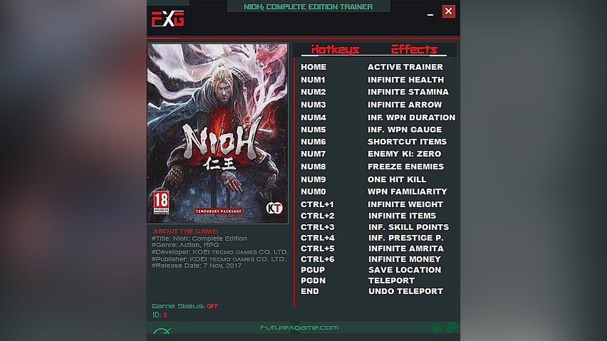 Nioh: Complete Edition — Trainer (+17) [1.21] [FutureX]