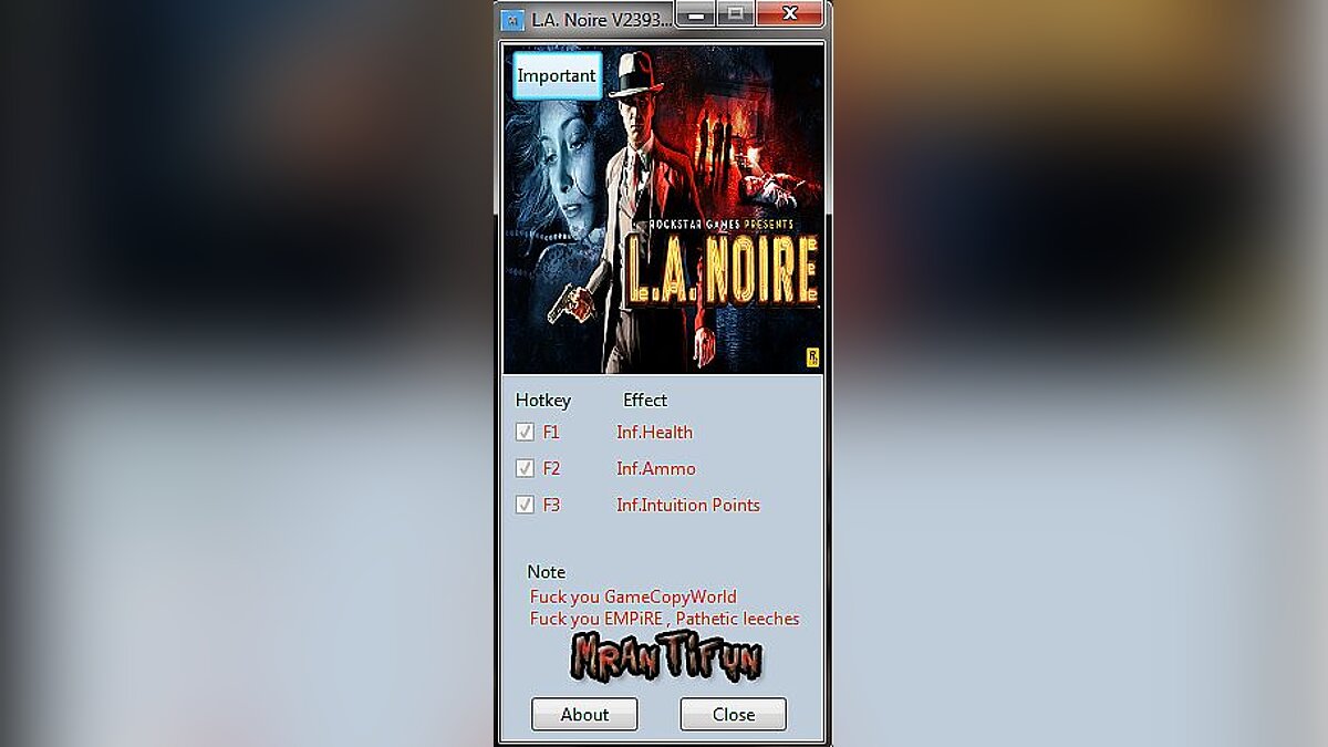 L.A. Noire — Trainer (+3) [2393.1.0.0] [MrAntiFun]