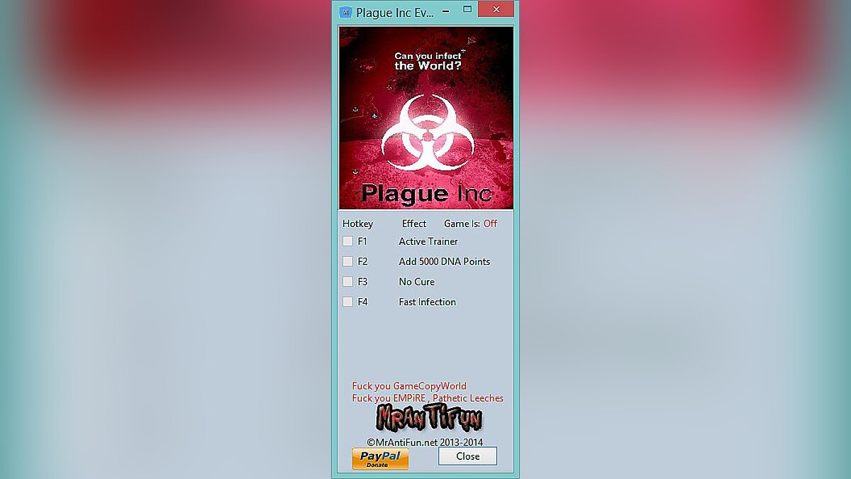 Plague Inc. — Trainer (+3) [0.9.0.2] [MrAntiFun]