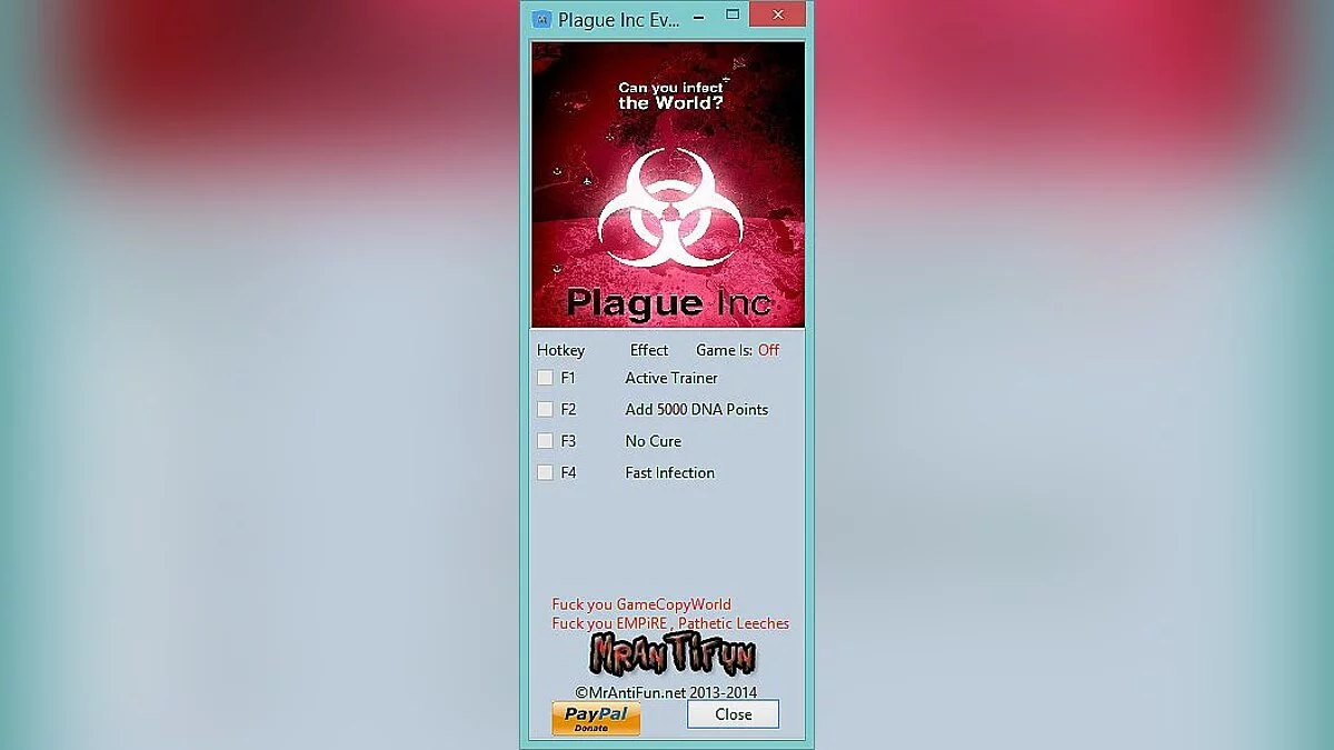 Plague Inc. — Trainer (+3) [0.9.0.2] [MrAntiFun]