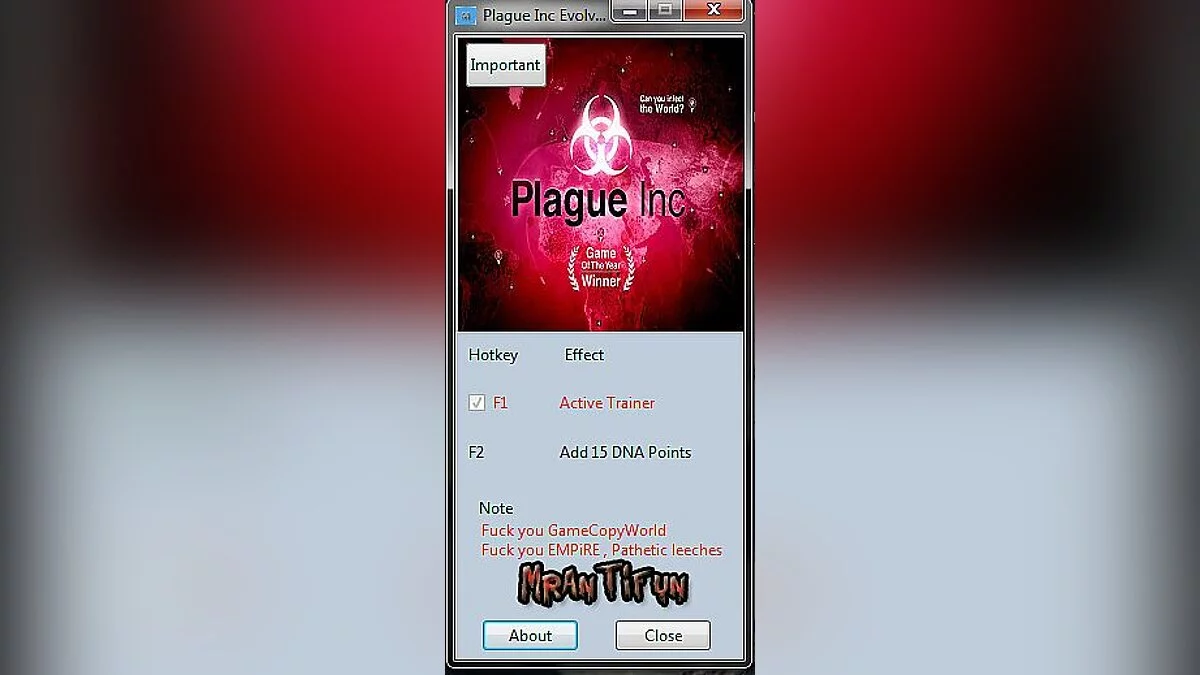 Plague Inc. — Trainer (+1: DNA Points) [4.3.1.28294] [MrAntiFun]