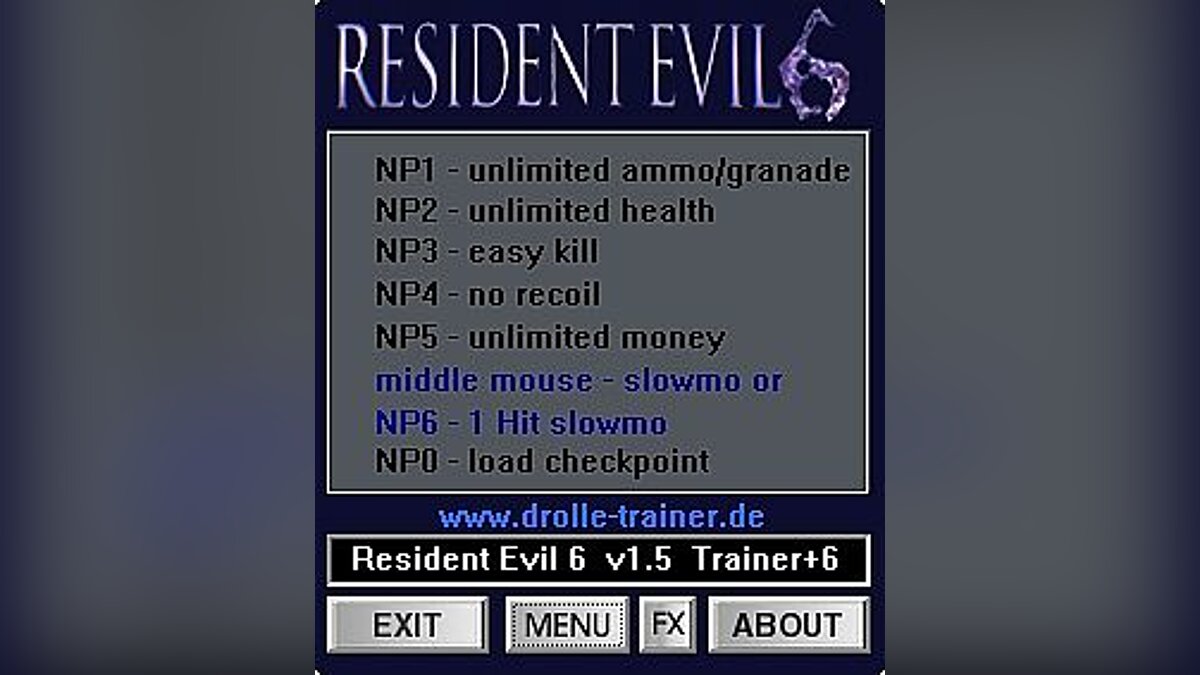 Resident Evil 6 — Trainer (+6) [1.5] [dR.oLLe]