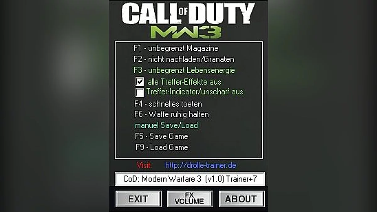 Call of Duty: Modern Warfare 3 (2011) — Trainer (+7) [1.0] [dr.olle]