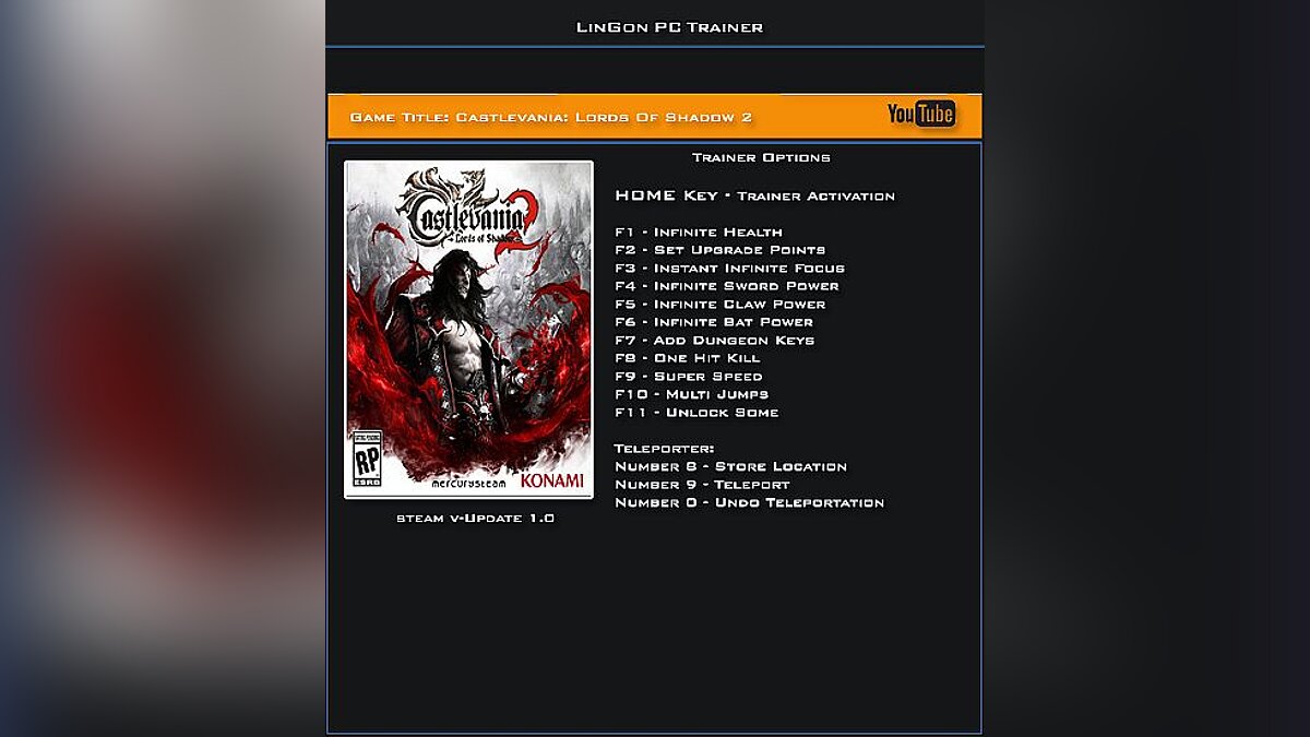 Castlevania: Lords of Shadow 2 — Trainer (+13) [1.0] [LinGon]