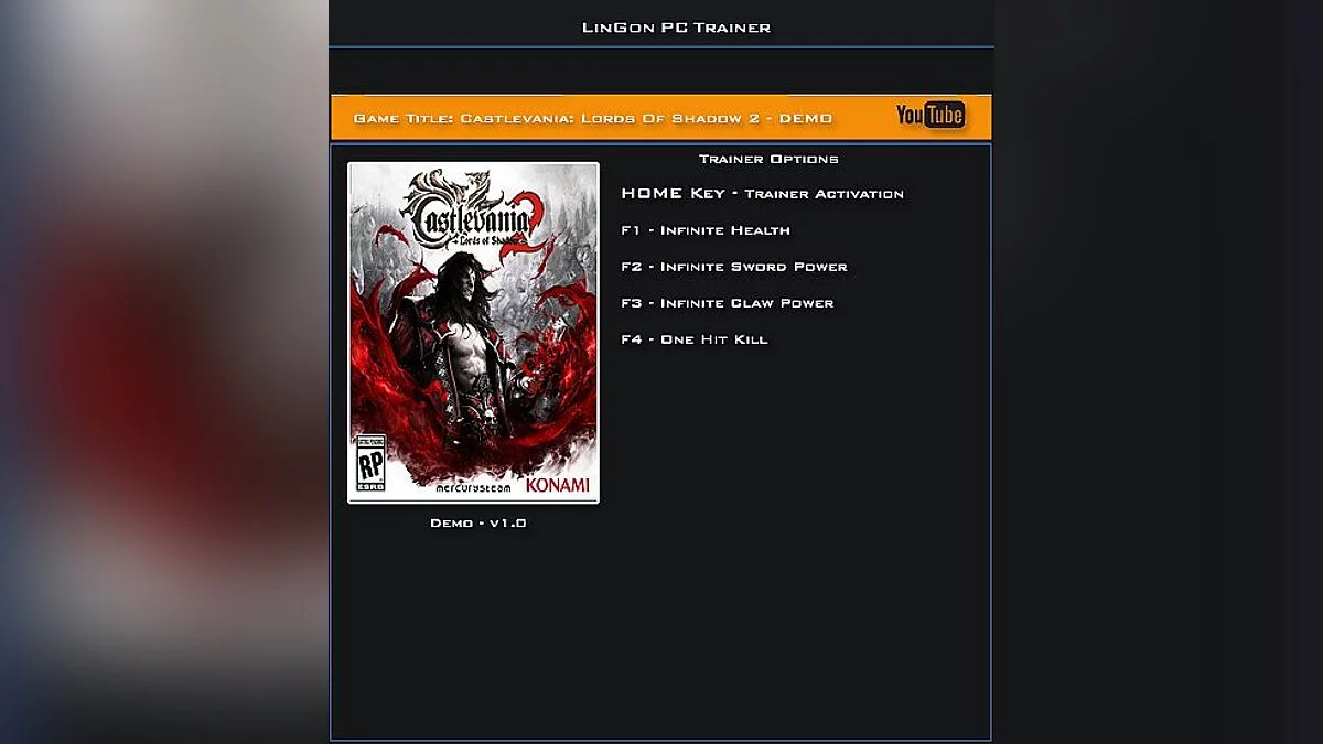 Castlevania: Lords of Shadow 2 — Trainer (+4) [1.0] [LinGon]
