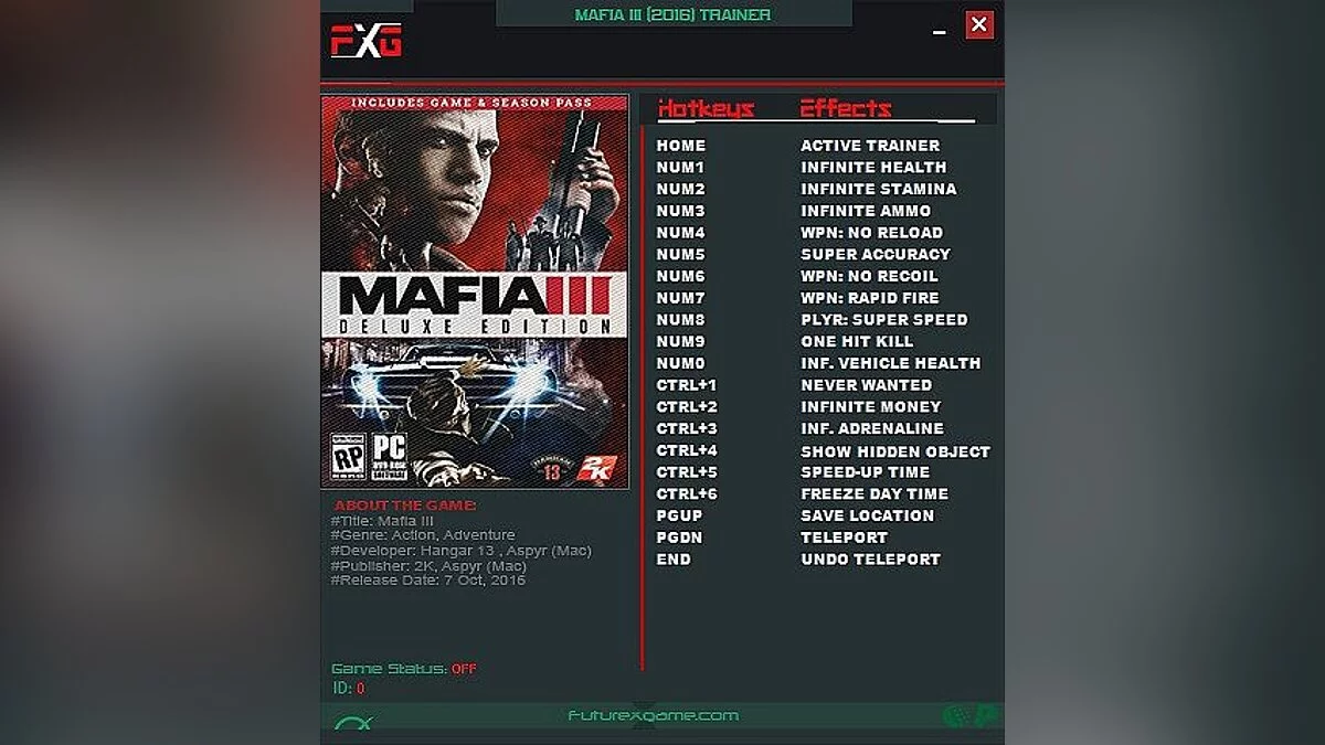 Mafia 3: Rivals — Trainer (+17) [1.0 - 1.09] [FutureX]