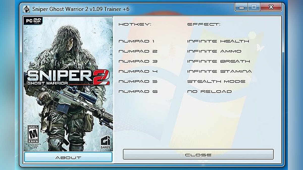 Sniper: Ghost Warrior 2 — Trainer (+6) [1.09] [GRIZZLY]